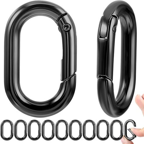 Lot de 10 Mousqueton INOX Noirs de 2,54 cm Petit Mousqueton Noir Mini Mousqueton Mousquetons Convient aux Sacs à Dos et aux Porte-clés