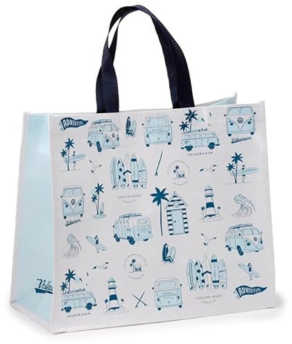 Puckator Volkswagen VW T1 Camper Bus Explore RPET Reusable Shopping Bag - Shoulder Bags - Handbags for Women - Canvas Tote Bags for Women - Shopping Hand Bag - Large Ladies Bags - Aesthetic Stuff