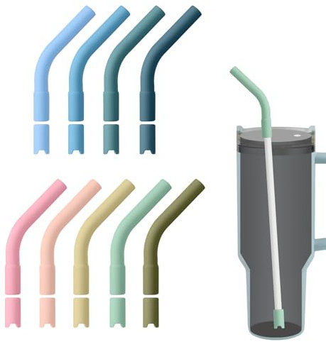 Stanley Cup Silicone Straw Extender - 9 Colorful Tips and Pedestals for 8mm Metal Straws