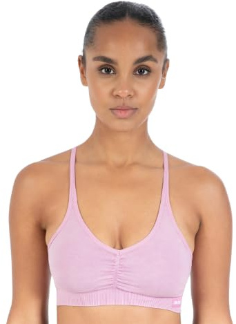 SMILODOX Sport BH Damen Batik Scrunch Icon, Shaped Fit, Blickdicht Push Up BH, V-Ausschnitt BH ohne Bügel, herausnehmbare Cups, verstellbare Träger Bustier, Yoga, Fitness & Training