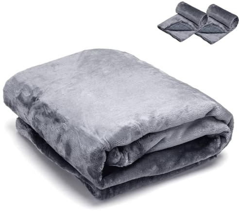 Nobleza 2 Stück wasserdichte Hundedecke, L 127 x 100cm Flauschig und Weich Outdoor Hundedecke, Katzendecke für Katzen, Maschinenwaschbar, Beidseitiger Sofabezug-Schutz, Grau