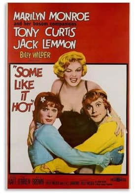 LaFegoude SOME LIKE IT HOT Vintage Movie Poster Dekorative Malerei Leinwand Wandkunst Wohnzimmer Poster Schlafzimmer Malerei,Wandkunst Bilddruck Moderne Familienzimmer Dekor 12x18inch(30x45cm)