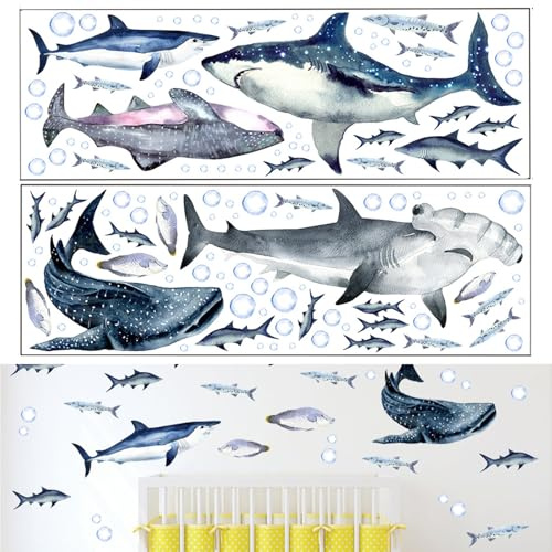 2 Stück Große Wandtattoo 30 * 90 Cm Meer Wandtattoo Bad Wandtattoo Unterwasserwelt Wandtattoo Kinder Geeignet für die Wanddekoration von Kinderzimmern Schlafzimmern und Badezimmern