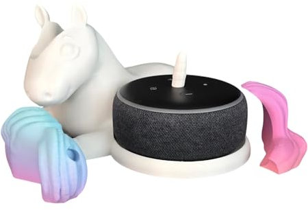 Support de licorne pour Echo Dot 3ème génération, support dragon imprimé, socle couché, pour Echo Dot, accessoire de bureau, bibliothèque, rose
