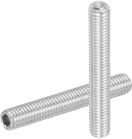 PATIKIL 6 Pcs Hex Socket Grub Screw, M8x60mm Flat Point Grub Bolt 304 Stainless Steel Head Socket Set Screws for Door Handles Light Fixture Repair