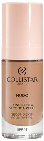 Collistar Nude Second Skin Foundation, Lang anhaltend, Leichte modulare Deckkraft, Wasserdicht, Strahlende Haut, Leuchtendes Finish, SPF 15, 5n Ambra, 30 ml