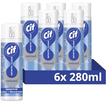 Cif Infinite Clean Sensitive Lotus & Mineral Salt with probiotics technology All in One Cleaner Reload for a long-lasting clean* 280 ml - Case pack of 6