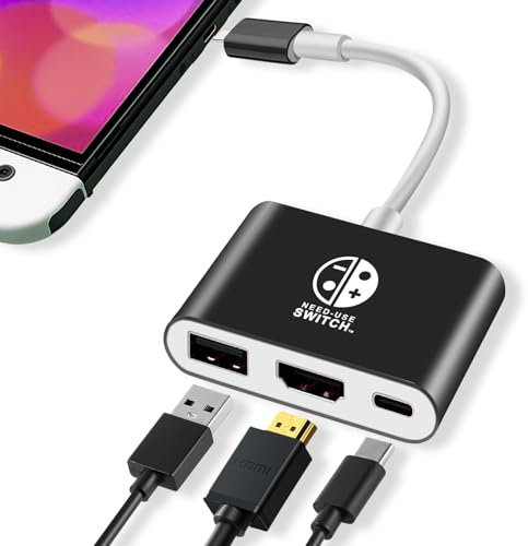 3 in 1 Switch Dock per Switch/Switch OLED, USB 3.0 Port, Type C PD2.0, Ricarica Portatile Switch Docking Station Travel con HDMI 4K per Nintendo Switch Portable Switch TV Adapter (nero + bianco)