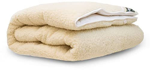 Terschellinger Lammflor Wollunterbett - 100% IWS-Schurwollauflage - 2-in-1 ganzjährige Matratzenauflage mit weicher Wolle und kühlender Baumwolle - 120 x 200 cm