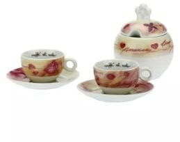 THUN set zuccheriera con 2 tazzine caffè amore a primavera