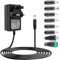 12V 3A Power Supply Adapter 36W Universal AC DC Cable with 8 Tips Connectors Regulated UK Plug Charger 100-240V 50-60Hz for Household Electronics LED Strip Camera Router Laptop Monitor TV Box Printer