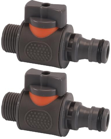 AHEJIOO 2 Stück Tankdurchführung mit Absperrhahn, Außengewinde 25mm, 3/4 Quick Connector, Tankdurchführung mit Hahnverbinder, Regentonnendurchführung, Für Wasserhähne, Wassertonnen & Wassertanks