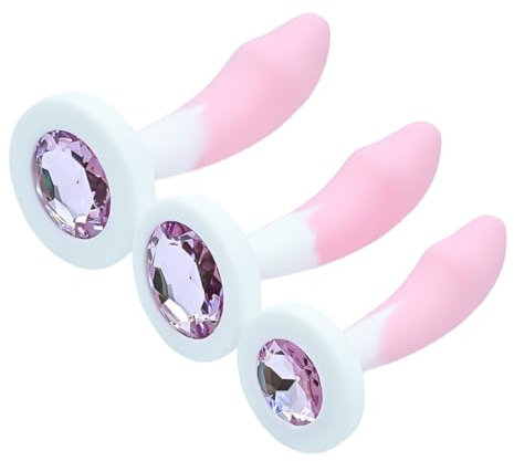 Plug Anal Silicone, 3pcs, Plug anale debutant Grand Moyenne Petite taille Plug, et Facilement Nettoyable, Pure Plaisir en 3 Tailles pour Femmes, Couples, Hommes, pour Cóuplé Debutànt