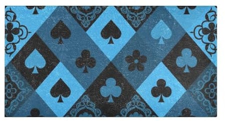 Yoogain Alfombras de rejilla de póquer azul para baño, alfombra decorativa para baño, accesorios de bañera, 39 x 20 pulgadas