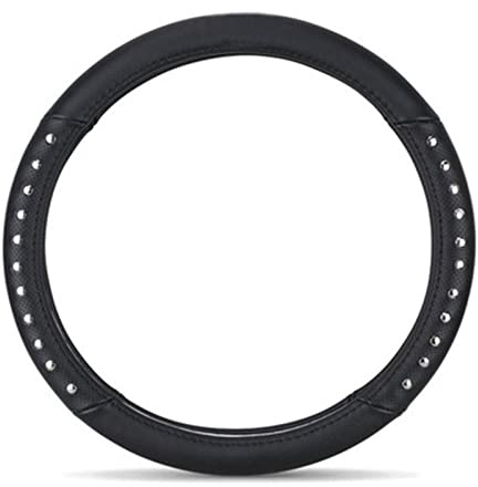 Steering Wheel Protective Cover Rivets Car Steering Wheels Cover For Women Microfiber Leather Steering-wheel Case Anti Sweat Auto Accessories Universal Black