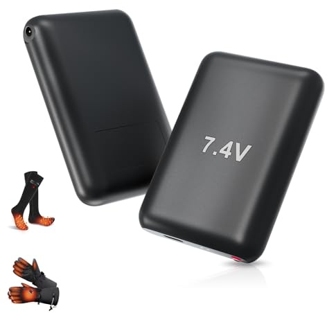 Rtdep 1 Pair Rechargeable Lithium Polymer Battery, 7.4V Replacement Batteries for Heated Socks, Heated Gloves Battery Pack, Heat Slippers Extended Batteries