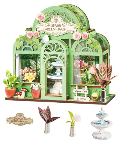 Rolife Miniatur Haus Green Fountain Garden, 115-teiliges Mini Haus Selber Bauen Bastelset Erwachsene für Jugendliche Kein Kleber erforderlich, Puppenhaus Tiny House Bausatz 3D Puzzle Book Nook