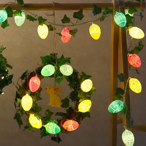 GZWY Lichterkette Ostern, Osterdeko Ostergirlande mit Beleuchtung, 3D Crack Ostereier Lichterkette Innen, Frühlingsdeko LED Osterbeleuchtung Eier Lichterkette Ostern Deko für Innen Außen (3M 20LEDs)