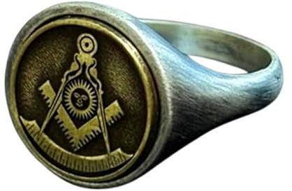 WORLD WIDE GEMS Master Mason Ring, Freimaurer-Stempel, kleiner Finger, Herren-Symbol-Schmuck, Geburtstagsgeschenk für Ihn, sie, 925er Sterlingsilber, Ringgröße 5, 15x15mm, Sterling Silber, Kein