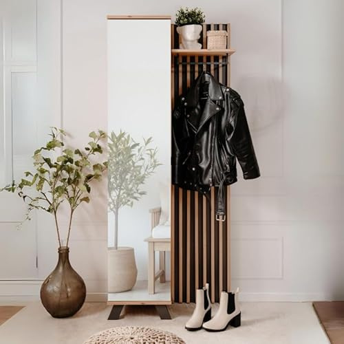 MONDO VIRO Moderner Spiegelschrank mit Schuhregal und Kleiderstange