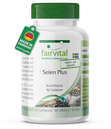 fairvital Selen Plus, 90 Tabletten, Komplex mit Cranberry Extrakt, Brokkoli Extrakt, Vitamin E & B6, Selen, qualitätsgeprüft und hochdosiert, 100% vegan, Made in Germany