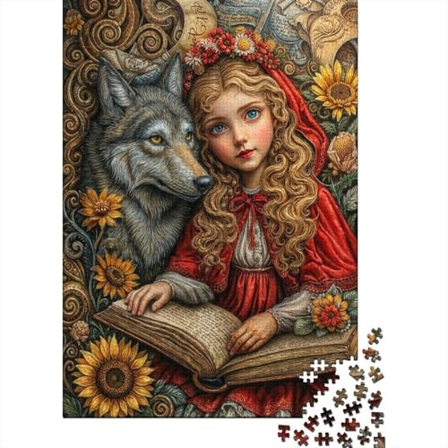 Red Riding Hood with Wolf umweltfreundliche Puzzles aus recyceltem Karton, 1000 Teile, Angstlöser, Wanddeko & Geschenk, Puzzler