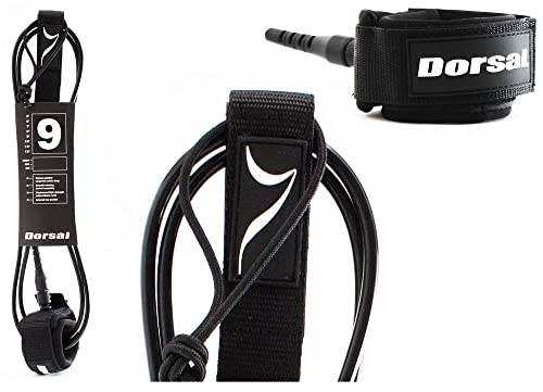 DORSAL Surf Leash for Surfboard Longboard SUP Leg Rope 8' Black