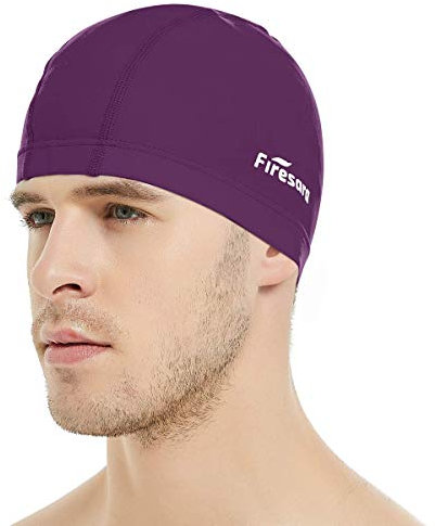 Bonnet de Bain Lycra, Firesara Lycra Bonnet de Natation Anti-déchirure Confortable Non-Glissement pour Hommes Femmes Cheveux Courts Longue Adulte Garçons Filles-Violet