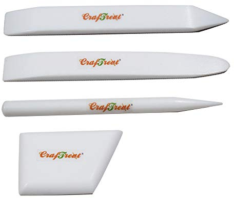 CrafTreat Teflon Falzbein aus knochen-Groß, Ergo quadratisch, Heber, Polierer -4 Stücke-falzbein für papier