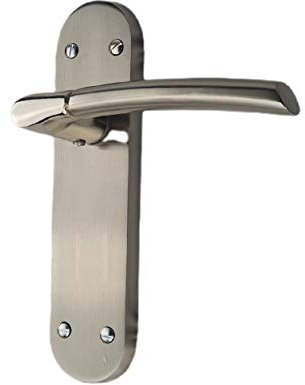 Golden Grace Indiana Dual Finish Chrome Door Handles On Backplate Satin Stainless Steel Finish 180mm x 45mm