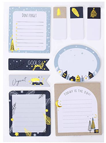 Papierdrachen Bullet Journal Sticky Notes - 9er Set Haftnotizen - Weihnachten 2025 - Schlittschuhe - Klebezettel - To-do & Notizen zur Weihnachtszeit