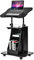 COSTWAY Mobile Laptop Table, Height Adjustable Sit Stand Desk Podium Stand Presentation Cart with Wheels, Shelves and Storage Cabinet, Home Office PC Computer Workstation (Black, 55 x 40 x 71-120cm)