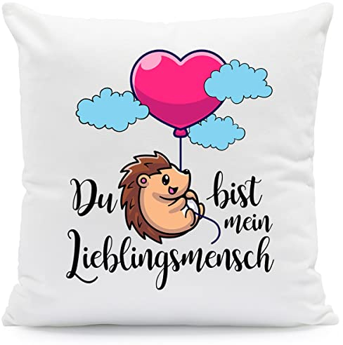 GRAVURZEILE Kissen mit Spruch - Du bist Mein Lieblingsmensch - Geschenk für Freund Freundin Partner Mama zum Geburtstag Weihnachten Valentinstag - Für Sie & Ihn Farbe mit Füllung