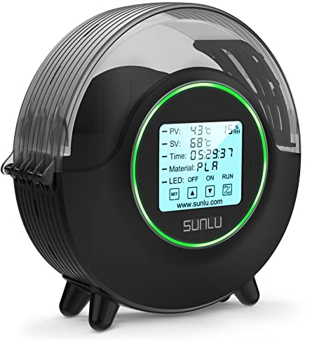 SUNLU Official Filament Dryer S2 Plus, 70℃ Max Temperature, Built-in Circulation Fan, 3D Printer Filament Storage Box Filament Dehydrator, Nylon TPU PLA PETG ABS 3D Printer Filament Dryer Box, Black