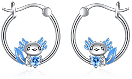 POPLYKE Blue Axolotl Hoop Earrings für Frauen 925 Sterling Silber Hypoallergene Ohrringe Schmuck Geburtstagsgeschenke