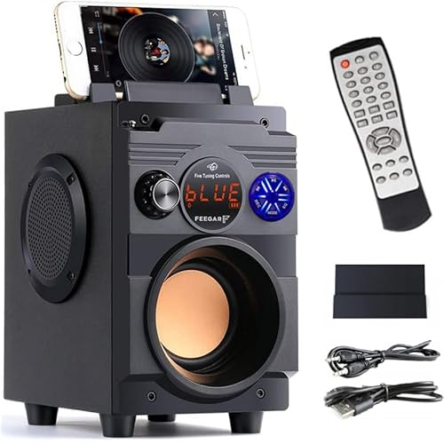 Feegar Showjet Tragbare Bluetooth-Lautsprecher,12 Stunden Laufzeit 4000mAh, kabellos, 30m, Outdoor-Lautsprecher mit Doppel-Subwoofer, reichhaltiges Stereo, unterstützt FM-Radio MP3-Player AUX EQ, 30W