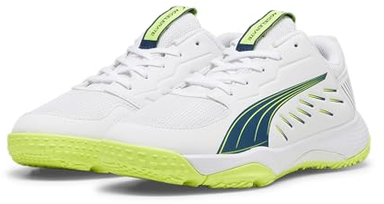 PUMA Accelerate Jr Handball Shoe, White-Ocean Tropic-Lime Squeeze, 37.5 EU