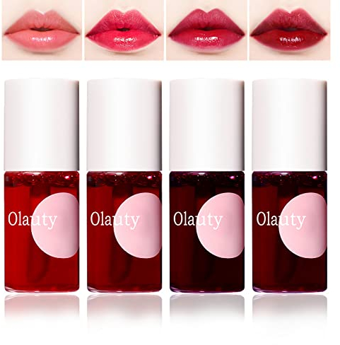 TITIMORE 4 Farben Lip Tint Stain Set Mini Flüssiger Lippenstift Feuchtigkeitsspendendes Glaze Lipgloss Wasserfest Langanhaltende Non-Stick Cup Lip Wangen und Augen Makeup
