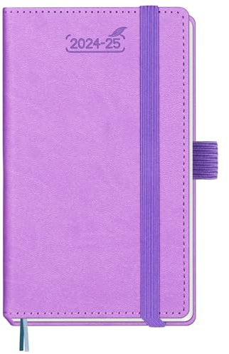 BEZEND 18-Monate Taschenkalender 2024 2025 Klein Terminplaner A6 PU-Leder Hardcover Kalender [Lavendel] Wochenplaner Juli 24-Dez 25 Buchkalender mit Stifthalter