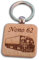 Porte-clés carré en bois exotique personnalisé avec Votre texte et le Dessin de votre choix (ici camion)