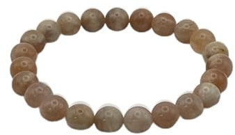 Madagasc'art Handmade Bracelet Pierre de Lune rose 6mm-8mm / longueur 19cm / bien-être/style bohême/pierres naturelles/fait main (6mm)