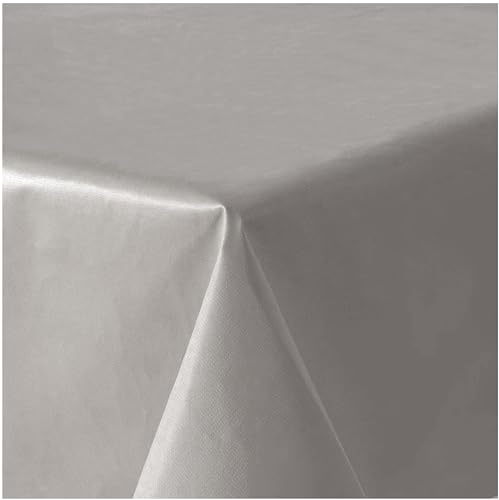 Wachstuchtischdecke Tischdecke abwaschbar PVC Plastik-Tischdecken Rund Oval Eckig Rechteckig Outdoor Wachs Gartentischdecke (Hellgrau Einfabig, Oval 160x220cm)