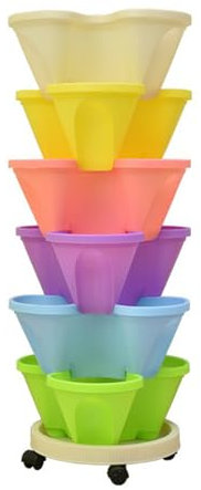 BLSYHDH Set di Fioriere a 6 Livelli, Fioriere Verticali Impilabili Torre da Giardino Ideale per la Coltivazione di Fragole Erbe Fiori di Verdure Vasi da Giardinaggio per Interni(Multicolore)