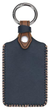 EMSea 1 Pièce Porte-Cartes en Cuir Vintage Crazy Horse pour Clé de Voiture avec Boucle en Métal Compatible avec Tesla Modèle 3 Modèle Y Modèle X Bleu