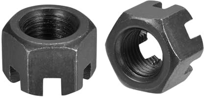 QUARKZMAN Dado Esagonale Scanalato M12x1,25mm Dadi Esagonali in Acciaio al Carbonio Grado 4.8 Nero 12 Pezzi