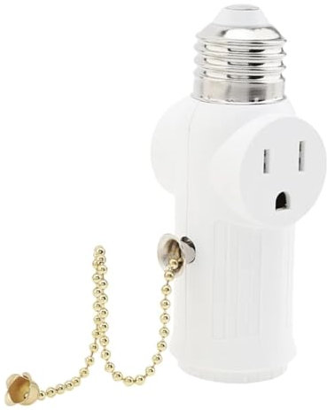 Adaptador de enchufe de luz a enchufe,Adaptador de enchufe de luz,Adaptador de enchufe de salida de bombilla E26 | Adaptador de enchufe para toma de luz de porche con cadena de tracción para granja, p
