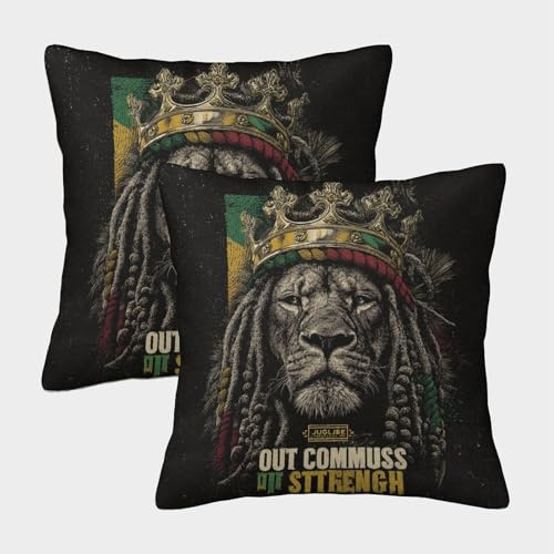 POLIUAWS Lion King Rasta Kissenbezug mit Reißverschluss, Polyester, maschinenwaschbar, 50 x 50 cm (Kissen Nicht enthalten)