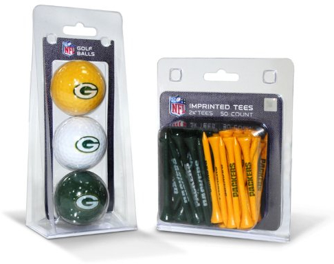 Team Golf NFL Green Bay Packers Golfbälle und 50 Golf-Tees Logo-aufgedruckte Golfbälle (3 Stück) & 7,5 cm Regulation Golf Tees (50 Stück), Mehrfarbig