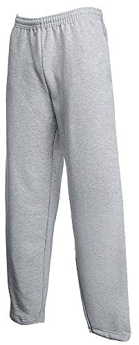 Fruit of the Loom Mens Open Hem Jog Pants/Jogging Bottoms (S) (Heather Grey)