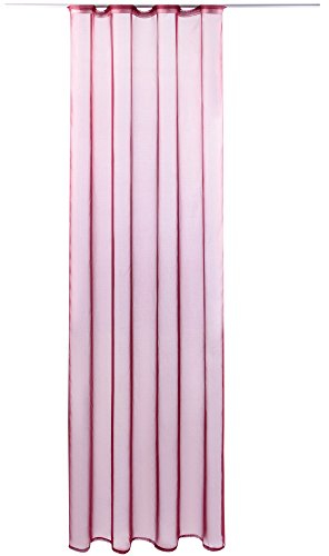Gardine mit Kräuselband, Transparent Voile 140x245 cm (Breite x Länge) in Bordeaux - Beere, viele weitere Farben und Größen